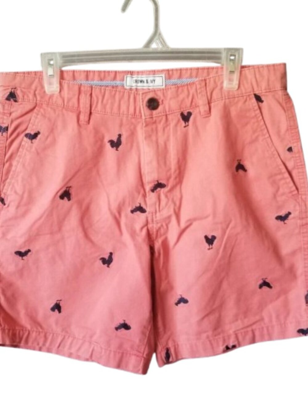 Crown & Ivy Men's Flat Front Embroidered Rooster Pattern 33